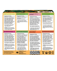 Yogi tea bag close-up label showing blend name and organic benefit