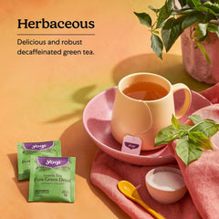 YOGI TEA brewed cup top view demonstrating light green color and clarity