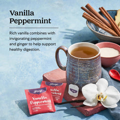 Yogi cup of steeped tea demonstrating warm aromatic comfort