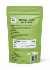 YOGI’S GIFT close-up of cut and sifted moringa leaves highlighting texture and freshness