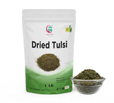 YOGI’S GIFT front packaging showing 1 lb tulsi leaves and clear label benefit freshness