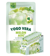 Yogo Vera front packaging showing bright melon artwork and portable pouch benefit