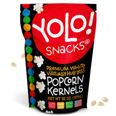YOLO front packaging showing 32 oz bag and benefits for easy-snacking