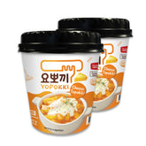 Yopokki cheese cup front packaging showing flavor and convenience