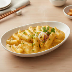 Close-up of Yopokki rice cakes texture, showing chewy texture appeal