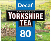 Yorkshire Tea decaf front packaging shows clear branding and easy selection