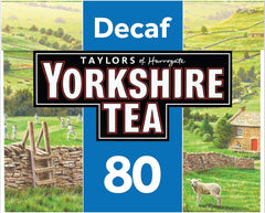 Yorkshire Tea decaf front packaging shows clear branding and easy selection