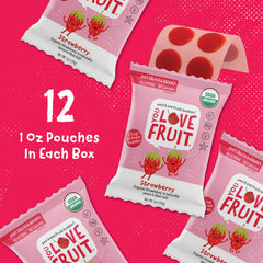 You Love Fruit ingredients display of strawberries and mango, emphasizes real-fruit sourcing