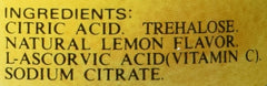 Yours (Japan) mixed lemon drink in a glass demonstrating fast dissolving and bright color