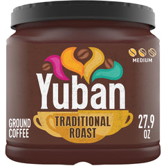 Yuban canister front view showing packaging and benefit of clear branding