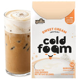 YULU FOODS front box showing 12 sweet cream instant cold foam sticks and product benefit