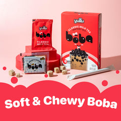 YULU FOODS close-up of brown sugar pearl pouch highlighting syrup coating and quick heat benefit