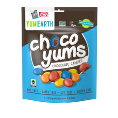 YumEarth front packaging showing five snack packs and organic label benefit