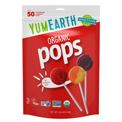 YumEarth front packaging showing 50-count variety pack and allergy-friendly benefit