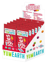 YumEarth front packaging showing 2oz bag and flavors, clear ingredient benefit