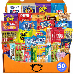 Yummey front packaging showing assorted snacks and gift-ready presentation benefit: easy gifting