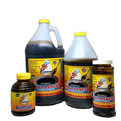 Yummmy pouring thick molasses close-up highlighting rich texture and concentrated flavor
