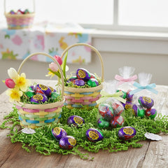 Yummy Chew closeup of individual foil-wrapped eggs, emphasizes freshness and easy sharing