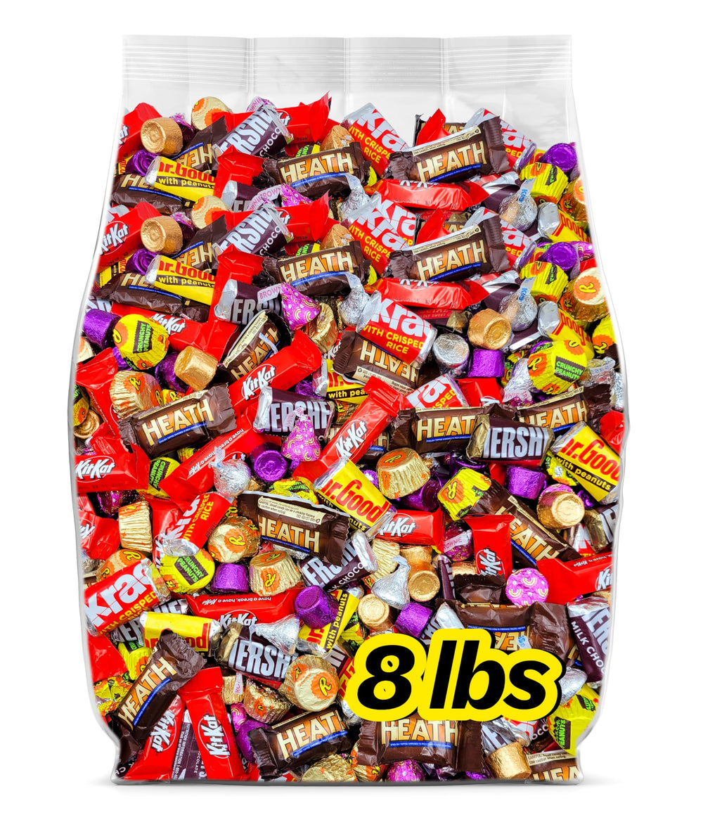 Yummy Chew front box showing bulk 8 lb packaging and variety benefits
