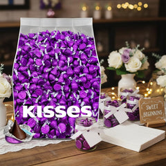 Yummy Chew unwrapped dark chocolate Kiss showing smooth texture and rich shine