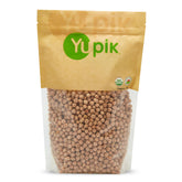 Yupik front packaging showing organic chickpeas and certifications, convenient pantry staple