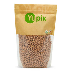 Yupik front packaging showing organic chickpeas and certifications, convenient pantry staple