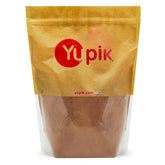 Yupik front packaging of cocoa powder showing weight and certifications, clear ingredient control benefit