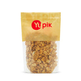Yupik front packaging of 1 lb salted Valencian broad beans for convenient snacking