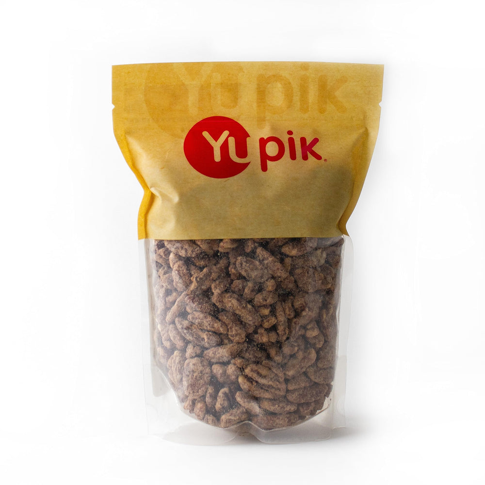Yupik maple syrup pecans front packaging showing size and label benefits