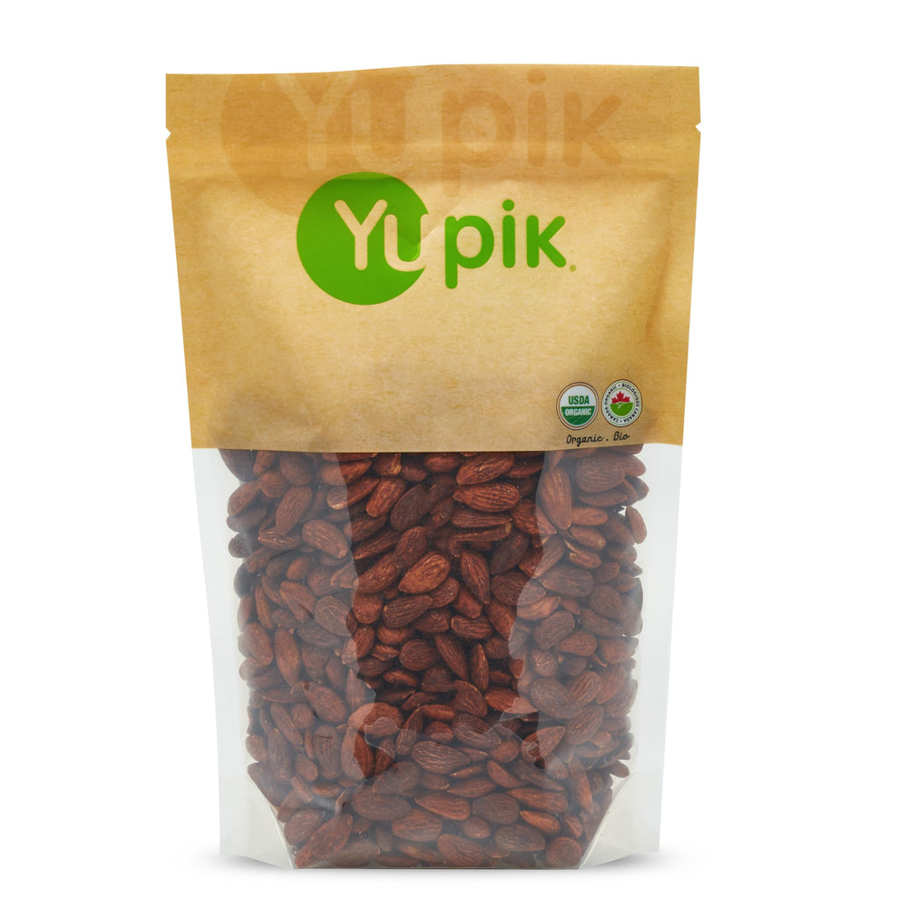 Yupik front packaging of tamari almonds showing organic label and size benefiting pantry stocking