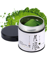 YUZUKI 40g tin front view showing premium matcha packaging and freshness