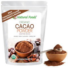 Z Natural Foods front package showing 2 lb cacao powder and pantry-ready convenience