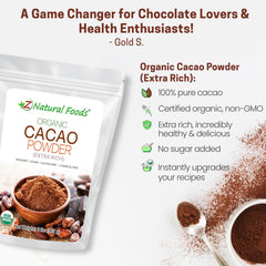 Z Natural Foods scoop measuring cacao powder demonstrating easy portion control