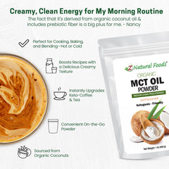 Z Natural Foods powder mixed into coffee for creamy mouthfeel