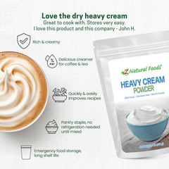 Z Natural Foods reconstituted heavy cream in a bowl demonstrating thick, creamy texture