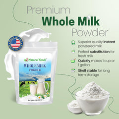 Z Natural Foods reconstituted milk in glass showing creamy pourable result