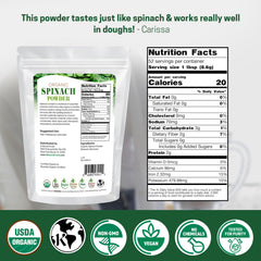 Z Natural Foods close-up texture of finely milled spinach powder for easy blending