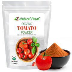 Z Natural Foods pouch front view showing organic tomato powder and resealable pack benefit