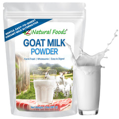 Z Natural Foods front packaging showing 2 lb goat milk powder, convenient pantry storage