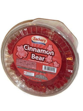 Zachary cinnamon bears tub front showing resealable lid and clear packaging for freshness