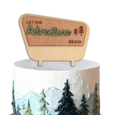 ZAIBIANHAO front view of wooden cake topper showing message and charm