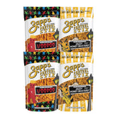 Zapp's front packaging showing both Voodoo and Jazzy Honey Mustard flavors, bold branding benefit