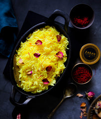 Zaran Saffron threads on scale illustrating precise portioning and control