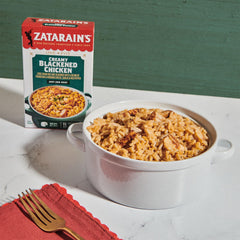 Close up of Zatarain's cheese and blackened spices showing texture and savory flavor