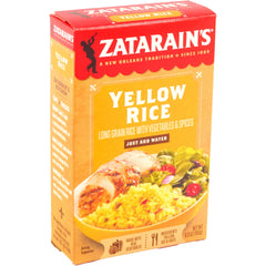 Zatarain's open pouch with seasoning and dry rice ready to save time