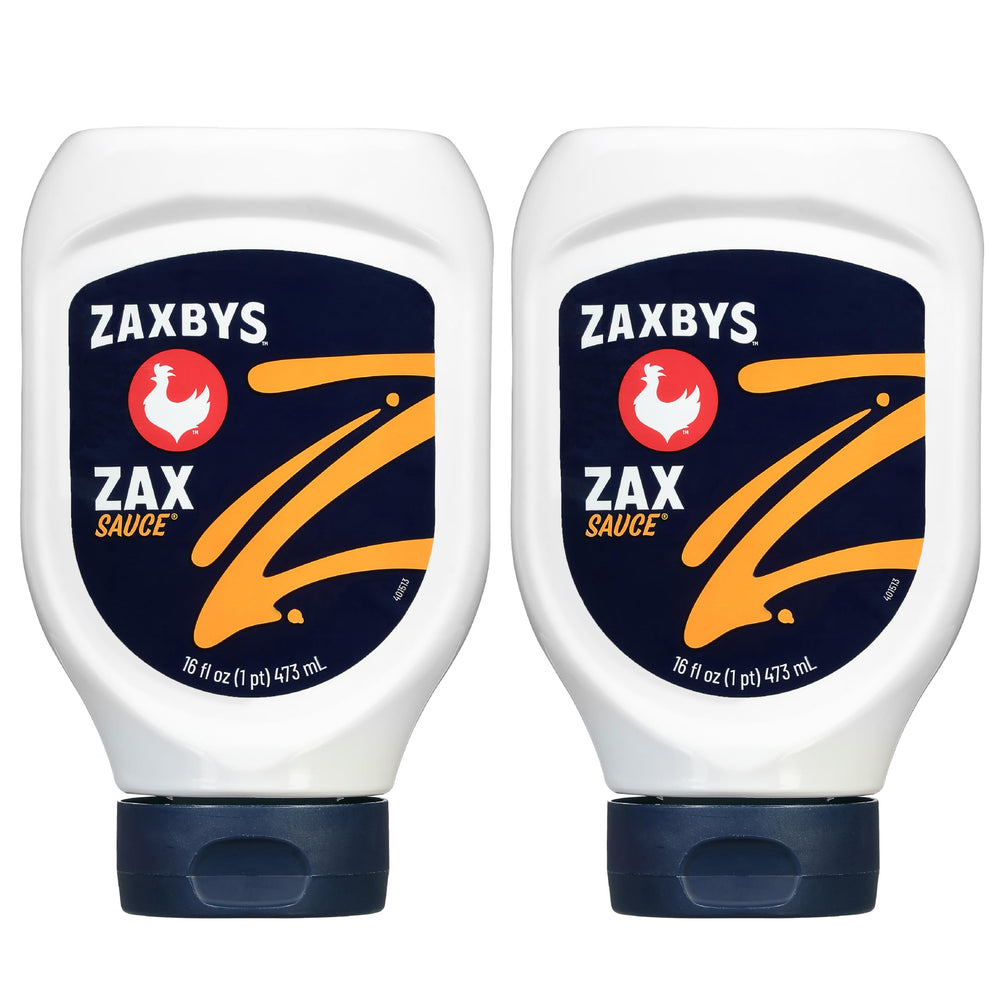 Zaxby's front packaging showing two 16 fl oz bottles and brand logo, convenient supply