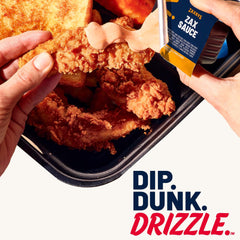 Zaxby's sauce pour showing thick texture and cling, great for dipping and spreading