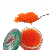 ZAYEMAIBUHAO front glass jar showing vibrant red-orange roe, elegant presentation benefit