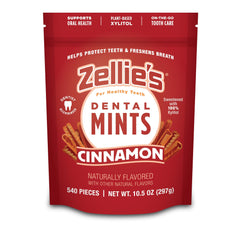Zellie's front packaging showing 540-count cinnamon mints and bulk value benefit