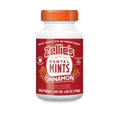 Zellie's front tin displaying cinnamon mints and compact packaging benefit